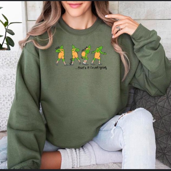 Tktok im not going Green Graphic Sweatshirt - Picture 3 of 3